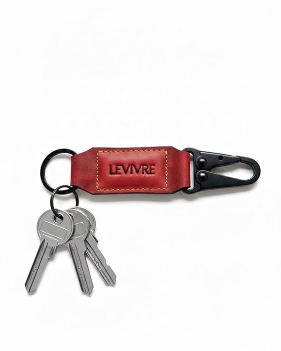 Levivre Hand Stitched Leather Keychain Clip