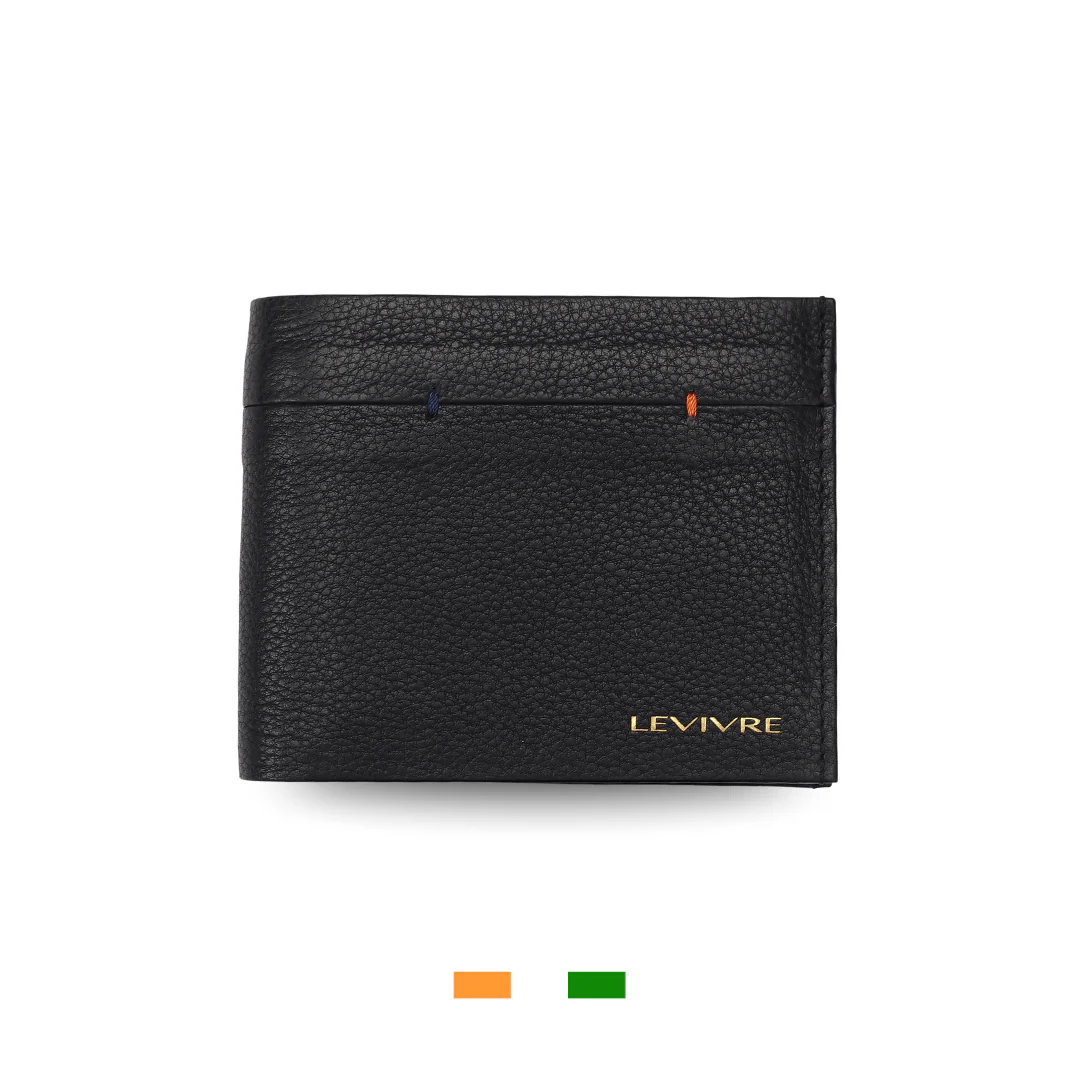 Smooth Grain Soft Leather Billfold Wallet | Slim Wallet for Men – Black